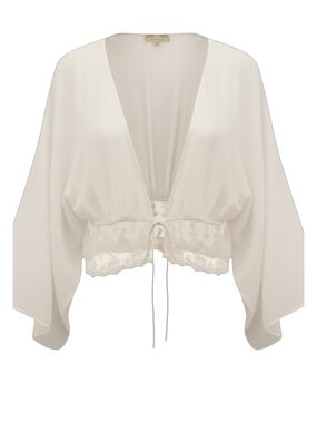 Lace-Trim Flowy Top In Ivory-Size Large-EUC